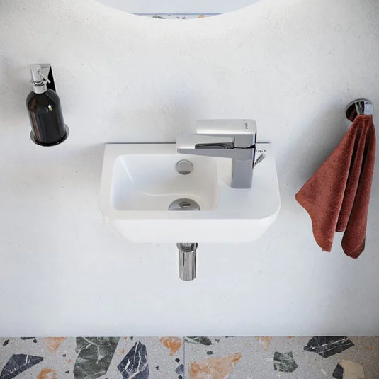 VitrA Integra 370x220mm 1TH Compact Basin (No Overflow) (RH) - White - 7091L003-0029 - Envy Bathrooms Ltd