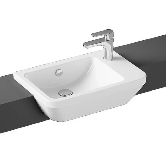 VitrA Integra 550x370mm 1TH Semi Recessed Basin (RH) - White - 7338B003-0029 - Envy Bathrooms Ltd