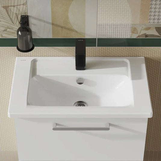 VitrA Integra 600x385mm 1TH Compact Basin w/Overflow - White - 7035B003-0001 - Envy Bathrooms Ltd