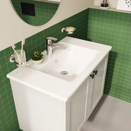 VitrA Integra 800x465mm 1TH Vanity Basin w/Overflow - White - 7056B003-0001 - Envy Bathrooms Ltd
