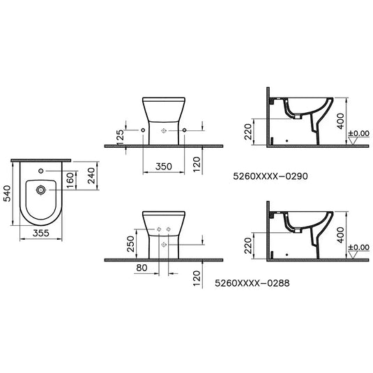 Vitra Integra Back to Wall Bidet 355mm Wide - 1 Tap Hole - Envy Bathrooms Ltd