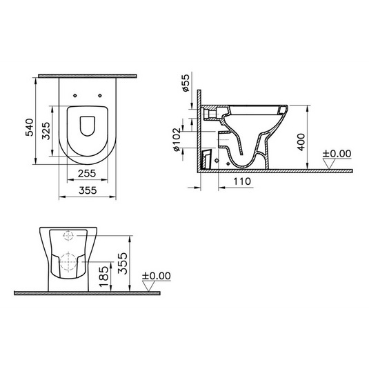 VitrA Integra Back to Wall Pan Only - White - 7133B003-0075 - Envy Bathrooms Ltd