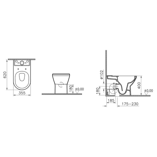 VitrA Integra Rimless Fully Shrouded Close Coupled Pan Only - White - 7043B003-7200 - Envy Bathrooms Ltd
