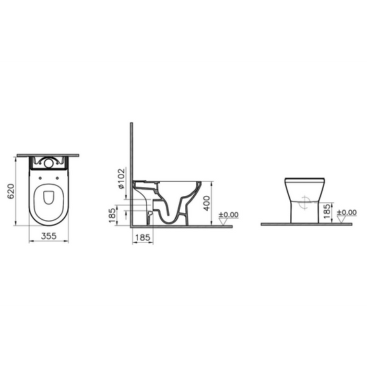 VitrA Integra Rimless Open Back Close Coupled Pan Only - White - 7044B003-7200 - Envy Bathrooms Ltd