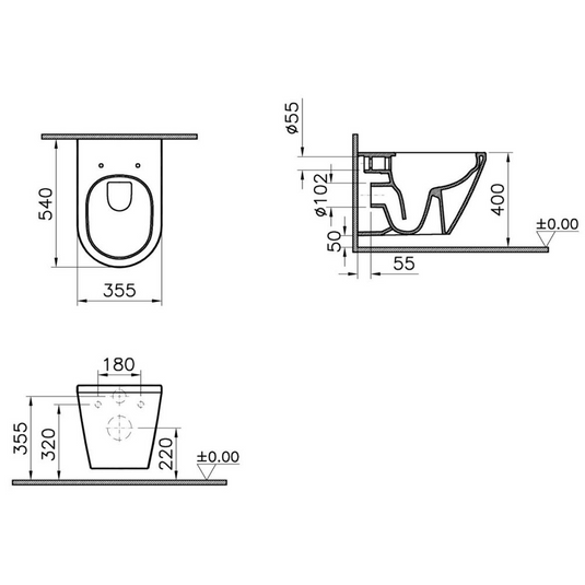 VitrA Integra Rimless Wall Hung Pan Only - White - 7062B003-0075 - Envy Bathrooms Ltd