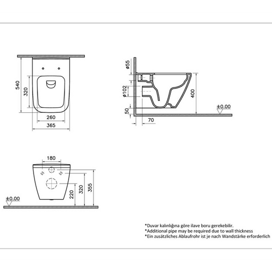 VitrA Integra Square Rimless Wall Hung Pan Only - White - 7082B003-0075 - Envy Bathrooms Ltd