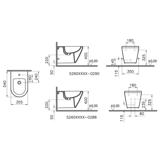 VitrA Integra Wall Hung Bidet - White - 7042L003-0288 - Envy Bathrooms Ltd