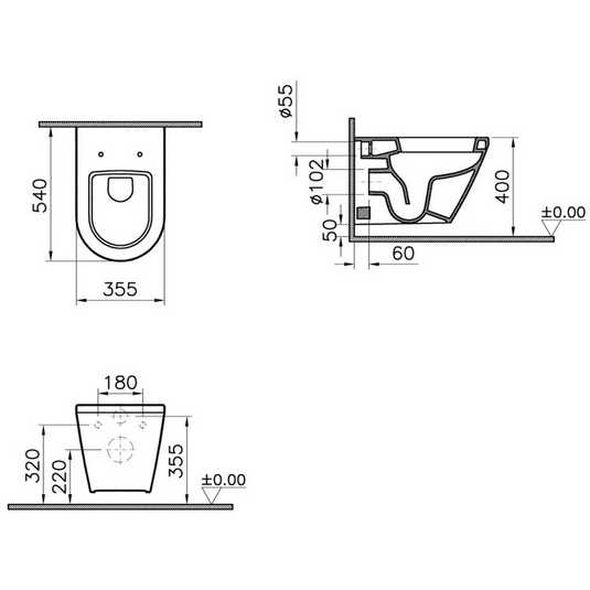 VitrA Integra Wall Hung Pan Only - White - 7063L003-0075 - Envy Bathrooms Ltd