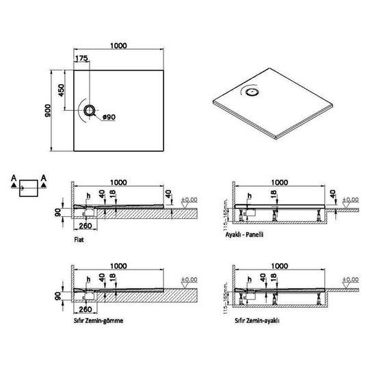 VitrA Leaf 1000mm x 900mm Rectangular Tray - Matt Taupe - 65270001869 - Envy Bathrooms Ltd