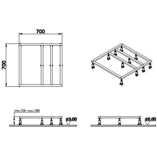 VitrA Leaf 800mm x 800mm Shower Tray Leg Set - 59916513000 - Envy Bathrooms Ltd