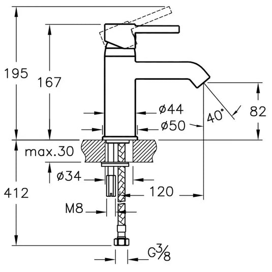 Vitra Minimax S Monobloc Basin Mixer Tap - Single Handle - Chrome - Envy Bathrooms Ltd