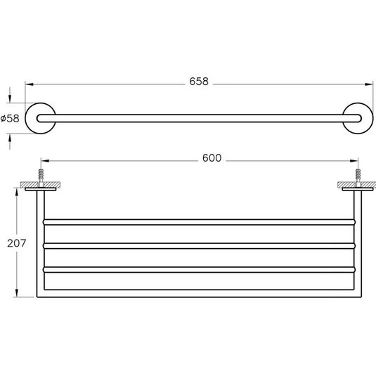VitrA Origin 60cm Triple Towel Rail - Chrome - A44899 - Envy Bathrooms Ltd