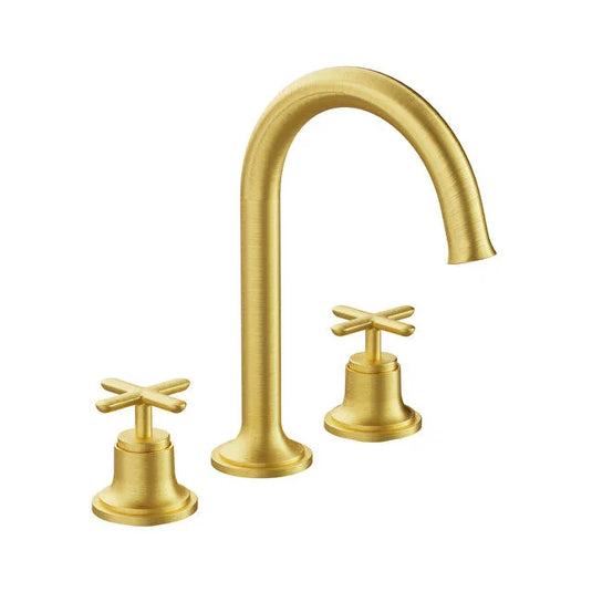 VitrA Origin Classic 3-Hole Basin Mixer - Brushed Gold - A4289125 - Envy Bathrooms Ltd