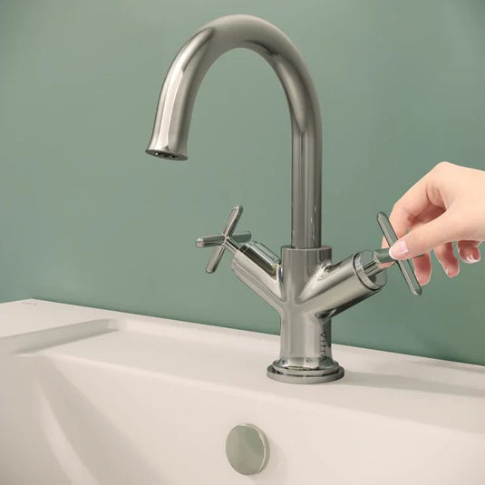 VitrA Origin Classic Basin Mixer (Cross Handles) - Chrome - A42884 - Envy Bathrooms Ltd