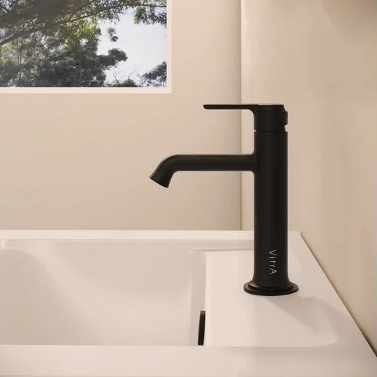VitrA Origin Classic Basin Mixer (Top Handle) - Matt Black - A4288036 - Envy Bathrooms Ltd
