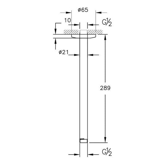 VitrA Origin Classic Ceiling Mounted Connection Pipe (Long) | Brushed Gold | A4565025 - Envy Bathrooms Ltd