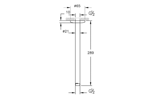 VitrA Origin Classic Ceiling Mounted Connection Pipe (Long) | Brushed Nickel | A4565034 - Envy Bathrooms Ltd