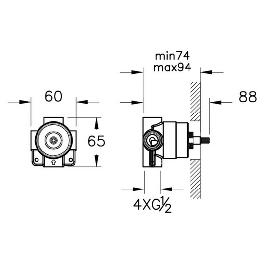 VitrA Origin Classic Concealed Part for Diverter - A42819 - Envy Bathrooms Ltd