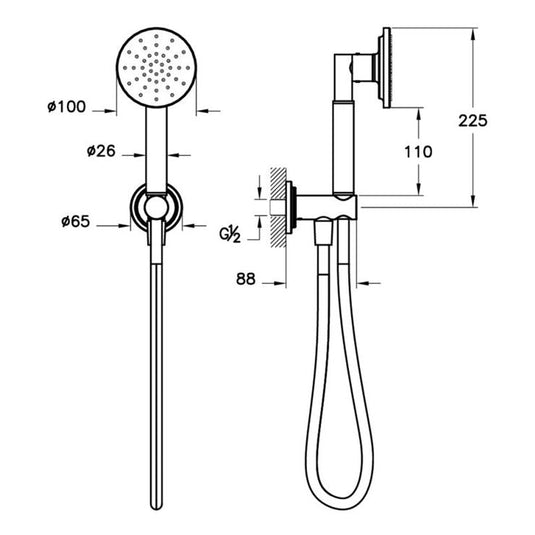 VitrA Origin Classic Hand Shower | Brushed Gold | A4579525 - Envy Bathrooms Ltd