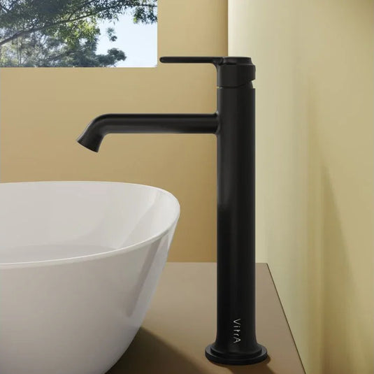 VitrA Origin Classic Tall Basin Mixer (Top Handle) - Matt Black - A4288236 - Envy Bathrooms Ltd