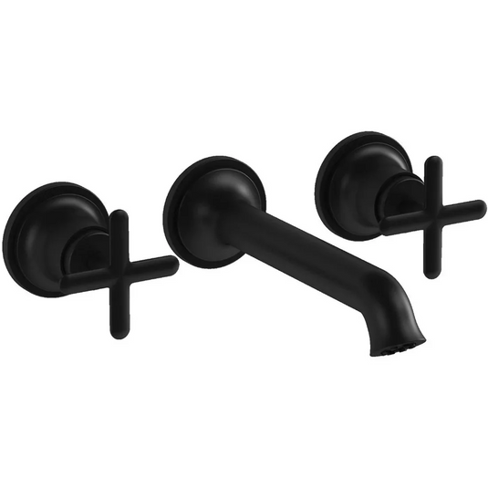 VitrA Origin Classic Wall Mounted 3-Hole Basin Mixer - Matt Black - A4289036 - Envy Bathrooms Ltd
