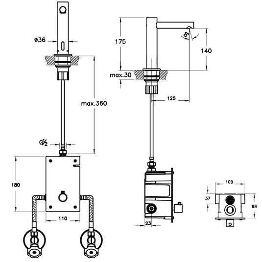 Vitra Origin Infra-Red Battery Operated Touch Free Basin Mixer Tap - Chrome - Envy Bathrooms Ltd