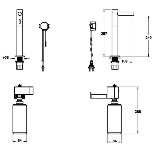VitrA Origin Touch Free Tall Soap Dispenser (Battery) - Matt Black - A4476136WTC - Envy Bathrooms Ltd