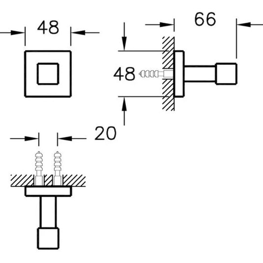 VitrA Q-Line Bathrobe Holder - Chrome - A44998 - Envy Bathrooms Ltd