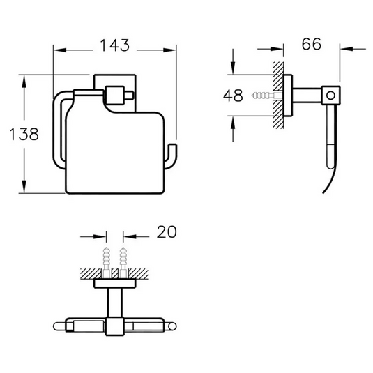VitrA Q-Line Toilet Roll Holder w/Cover - Chrome - A44996 - Envy Bathrooms Ltd