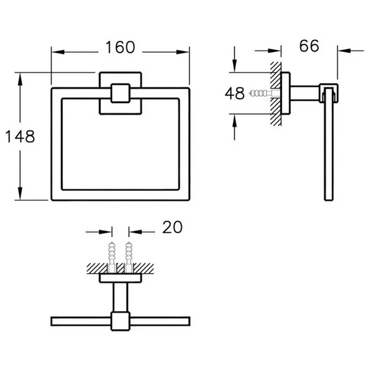 VitrA Q-Line Towel Ring - Chrome - A44994 - Envy Bathrooms Ltd