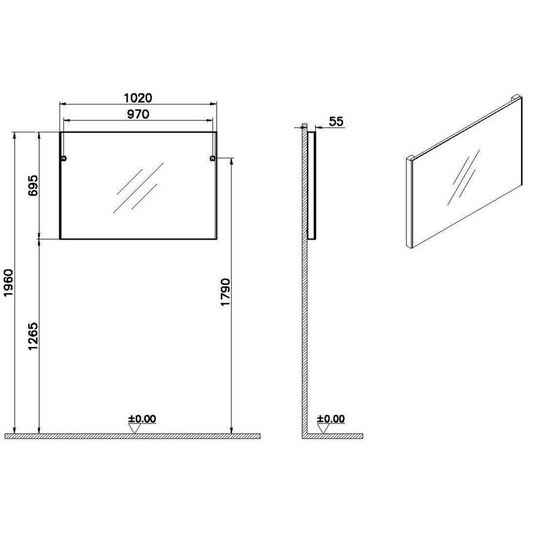 VitrA 1020x695mm Rectangular Mirror - Brushed Chrome - 66907 - Envy Bathrooms Ltd