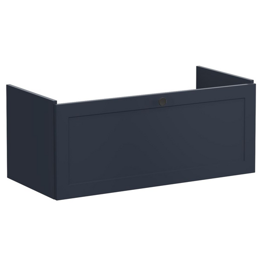 VitrA Root Classic 100cm 1 Drawer Slim Washbasin Unit | Matt Dark Blue | 68466 - Envy Bathrooms Ltd