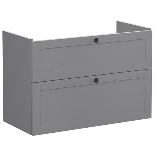 VitrA Root Classic 100cm 2 Drawer Washbasin Unit | Matt Grey | 68484 - Envy Bathrooms Ltd