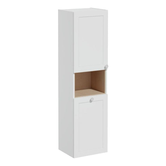 VitrA Root Classic 40cm 2 Door Semi-Tall Unit With Laundry Basket (LH Hinge) | Matt Light Grey | 68518 - Envy Bathrooms Ltd