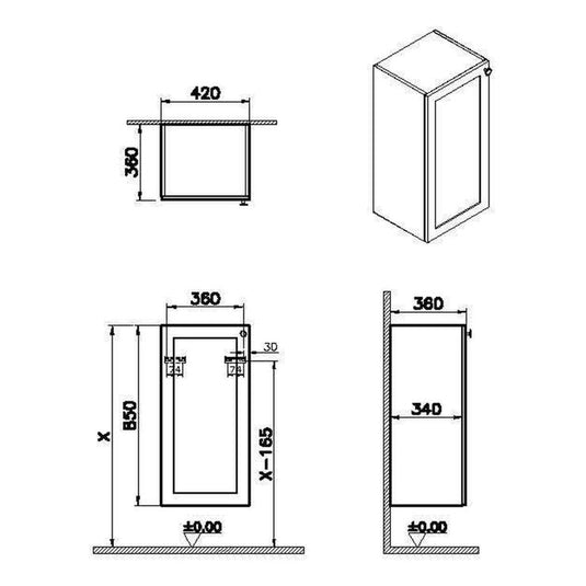 VitrA Root Classic 40cm 1 Door Lower/Base Unit (LH Hinge) | Matt White | 68545 - Envy Bathrooms Ltd