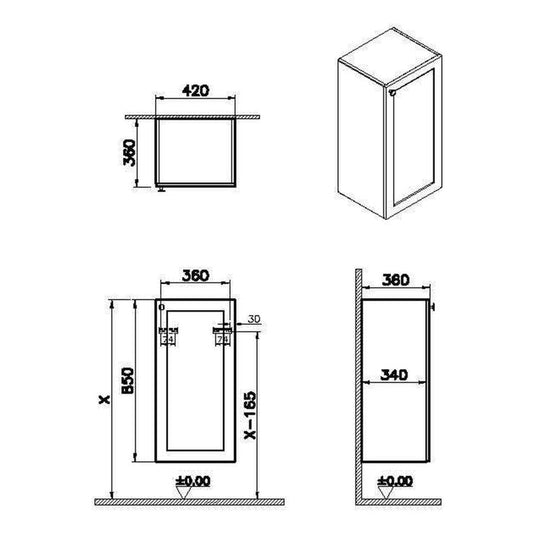 VitrA Root Classic 40cm 1 Door Lower/Base Unit (RH Hinge) | Matt Dark Blue | 68557 - Envy Bathrooms Ltd