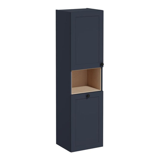 VitrA Root Classic 40cm 2 Door Semi-Tall Unit With Laundry Basket (LH Hinge) | Matt Dark Blue | 68522 - Envy Bathrooms Ltd
