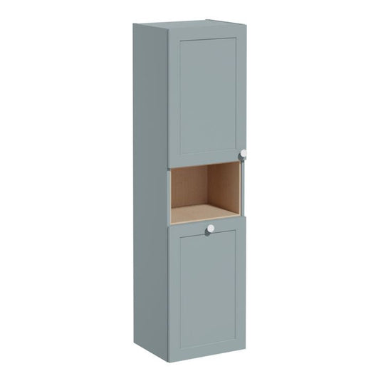 VitrA Root Classic 40cm 2 Door Semi-Tall Unit With Laundry Basket (LH Hinge) | Matt Fjord Green | 68520 - Envy Bathrooms Ltd