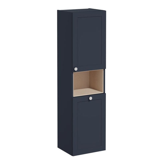 VitrA Root Classic 40cm 2 Door Semi-Tall Unit w/Laundry Basket (RH Hinge) | Matt Dark Blue | 68529 - Envy Bathrooms Ltd