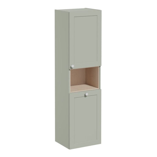 VitrA Root Classic 40cm 2 Door Semi-Tall Unit With Laundry Basket (RH Hinge) | Matt Retro Green | 68530 - Envy Bathrooms Ltd