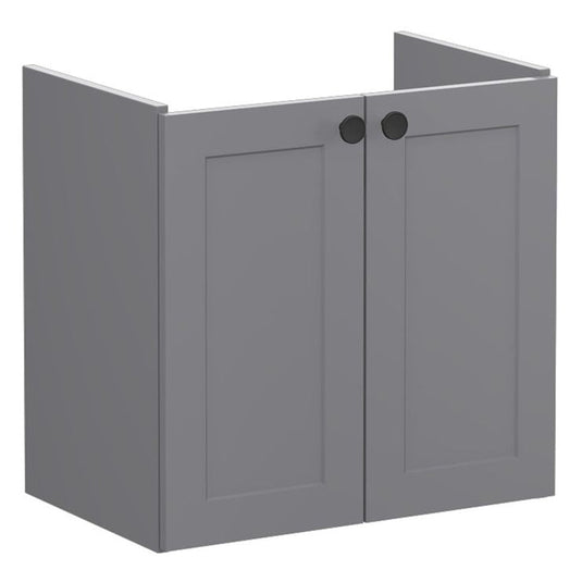 VitrA Root Classic 60cm 2 Door Wall Hung Slim Washbasin Unit | Matt Grey | 68393 - Envy Bathrooms Ltd
