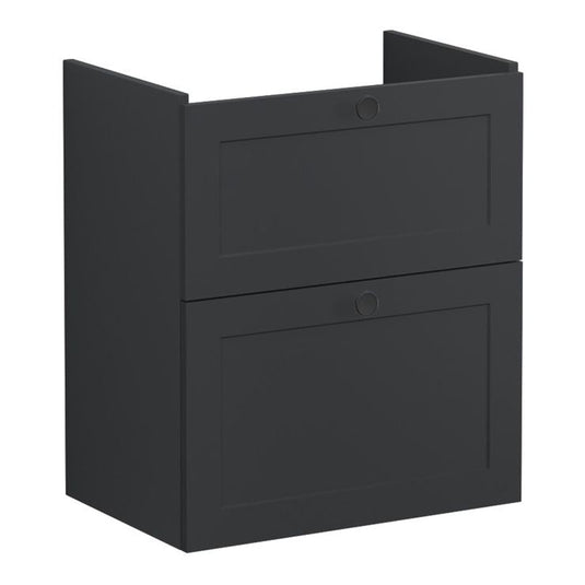 VitrA Root Classic 60cm 2 Drawer Slim Washbasin Unit | Matt Graphite | 68409 - Envy Bathrooms Ltd