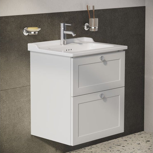 VitrA Root Classic 60cm 2 Drawer Washbasin Unit | Matt Light Grey | 68469 - Envy Bathrooms Ltd