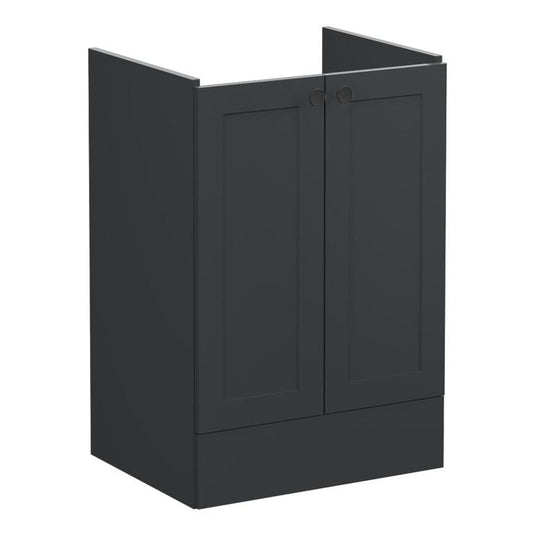 VitrA Root Classic 60cm 2 Door Floor Standing Washbasin Unit | Matt Graphite | 68444 - Envy Bathrooms Ltd