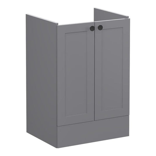 VitrA Root Classic 60cm 2 Door Floor Standing Washbasin Unit | Matt Grey | 68442 - Envy Bathrooms Ltd