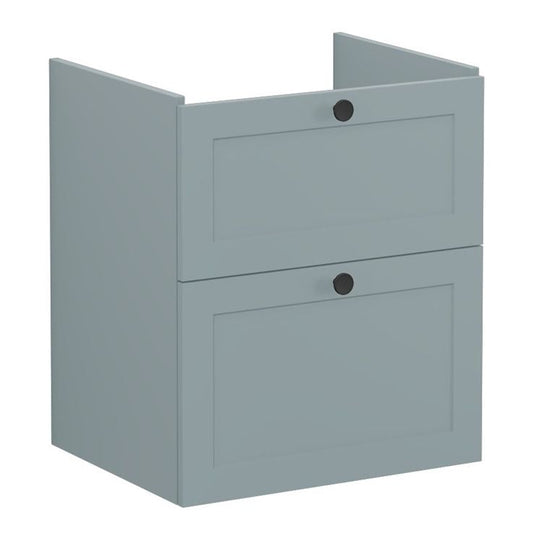 VitrA Root Classic 60cm 2 Drawer Washbasin Unit | Matt Fjord Green | 68471 - Envy Bathrooms Ltd