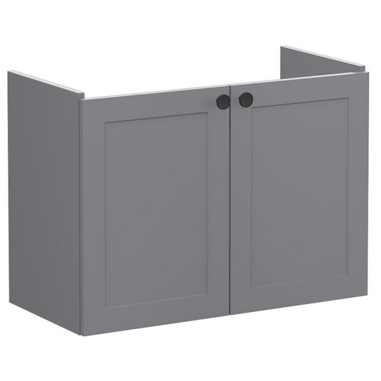 VitrA Root Classic 80cm 2 Door Wall Hung Slim Washbasin Unit | Matt Grey | 68400 - Envy Bathrooms Ltd