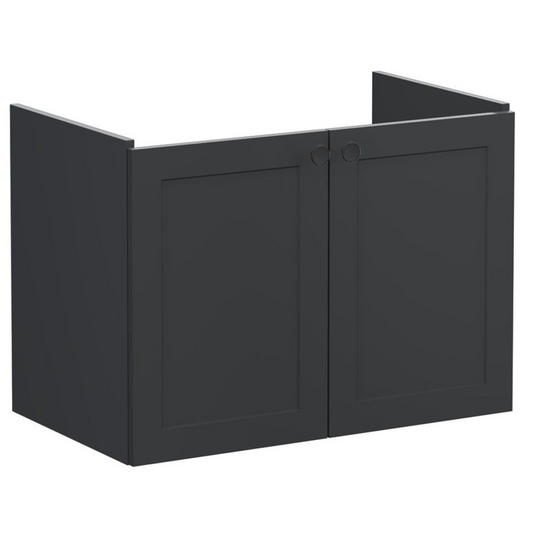 VitrA Root Classic 80cm 2 Door Wall Hung Washbasin Unit | Matt Graphite | 68430 - Envy Bathrooms Ltd