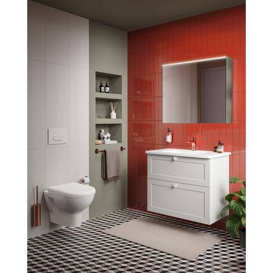 VitrA Root Classic 80cm 2 Drawer Slim Washbasin Unit | Matt Light Grey | 68413 - Envy Bathrooms Ltd