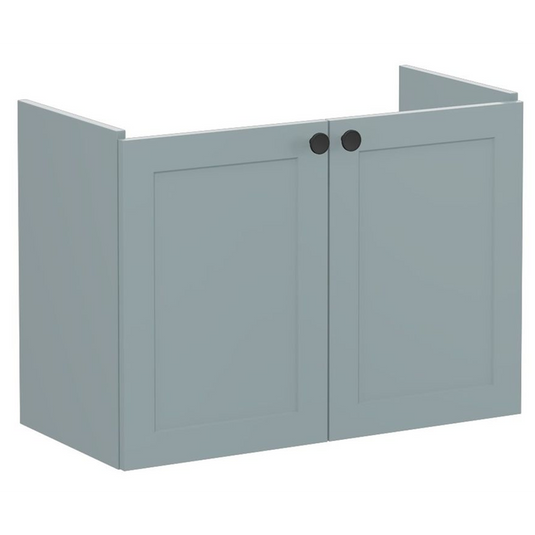 VitrA Root Classic 80cm 2 Door Wall Hung Slim Washbasin Unit | Matt Fjord Green | 68401 - Envy Bathrooms Ltd
